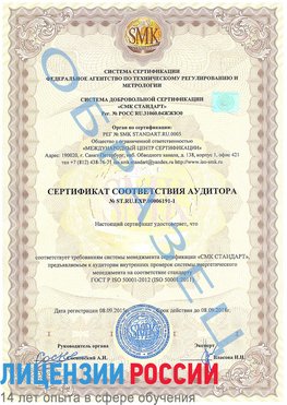 Образец сертификата соответствия аудитора №ST.RU.EXP.00006191-1 Галенки Сертификат ISO 50001