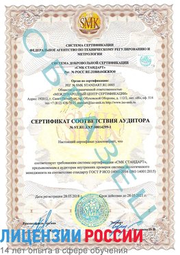 Образец сертификата соответствия аудитора №ST.RU.EXP.00014299-1 Галенки Сертификат ISO 14001